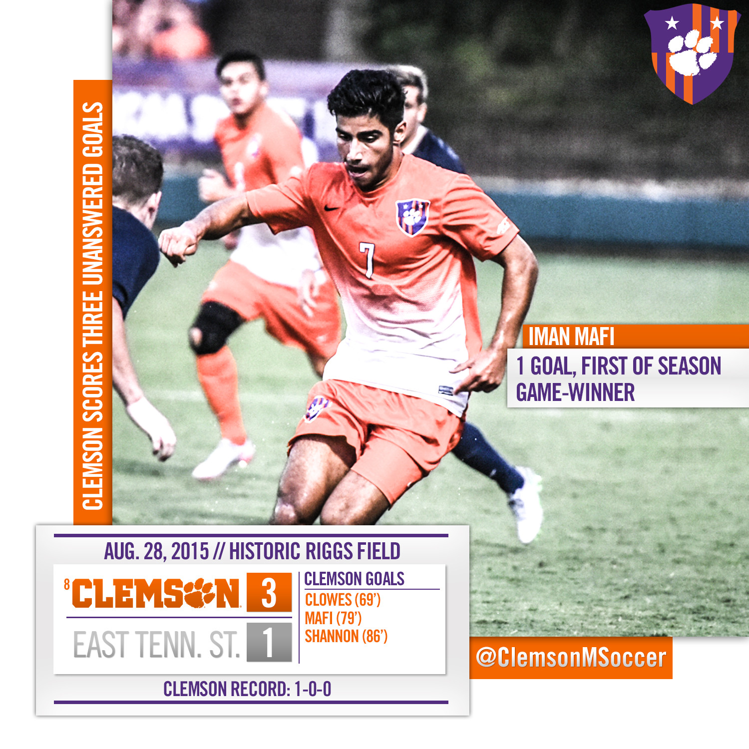 Clemson Scores Three Unanswered Goals to Win – Clemson Tigers Official ...