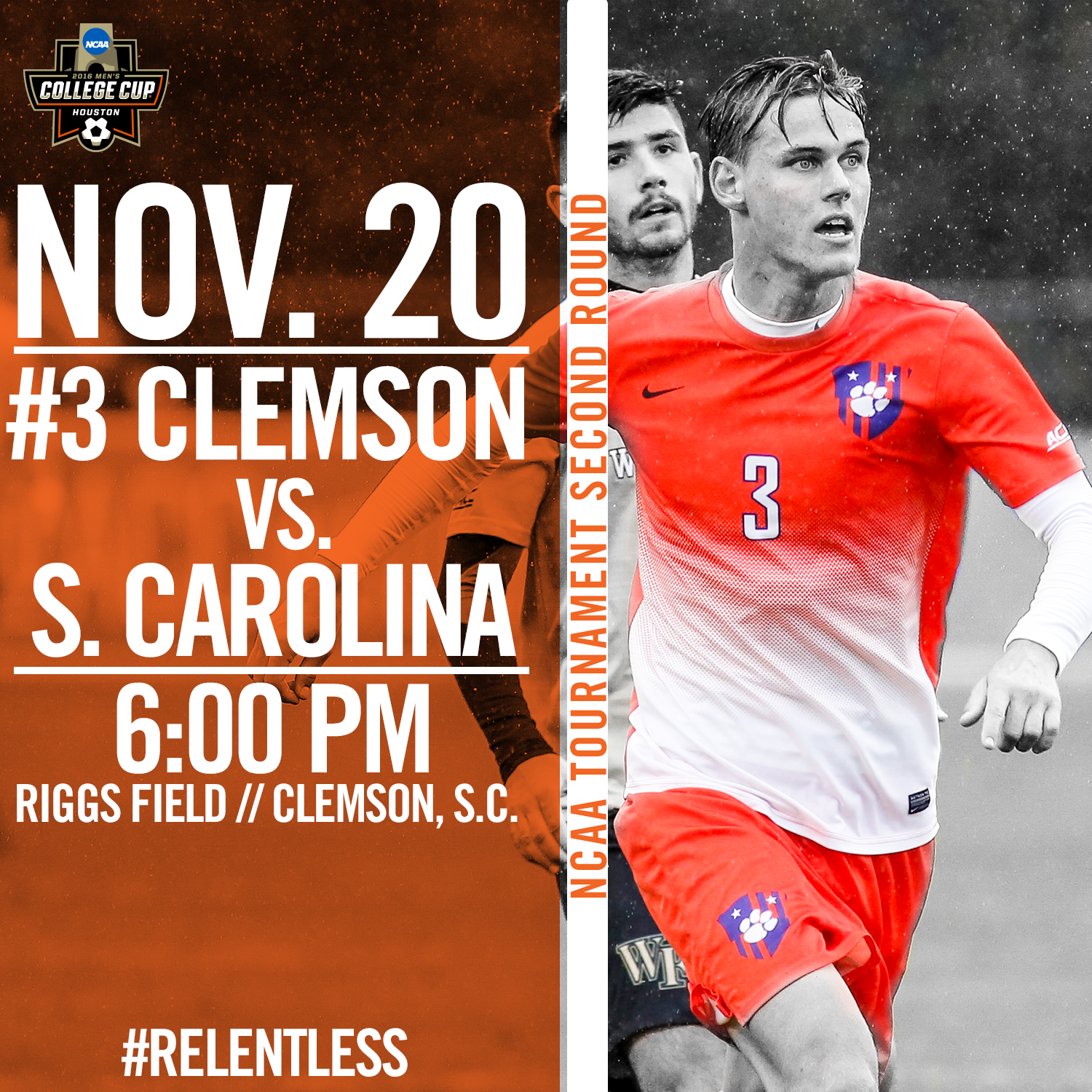 No. 3 Clemson Hosts Rival South Carolina in NCAA Second Round Sunday