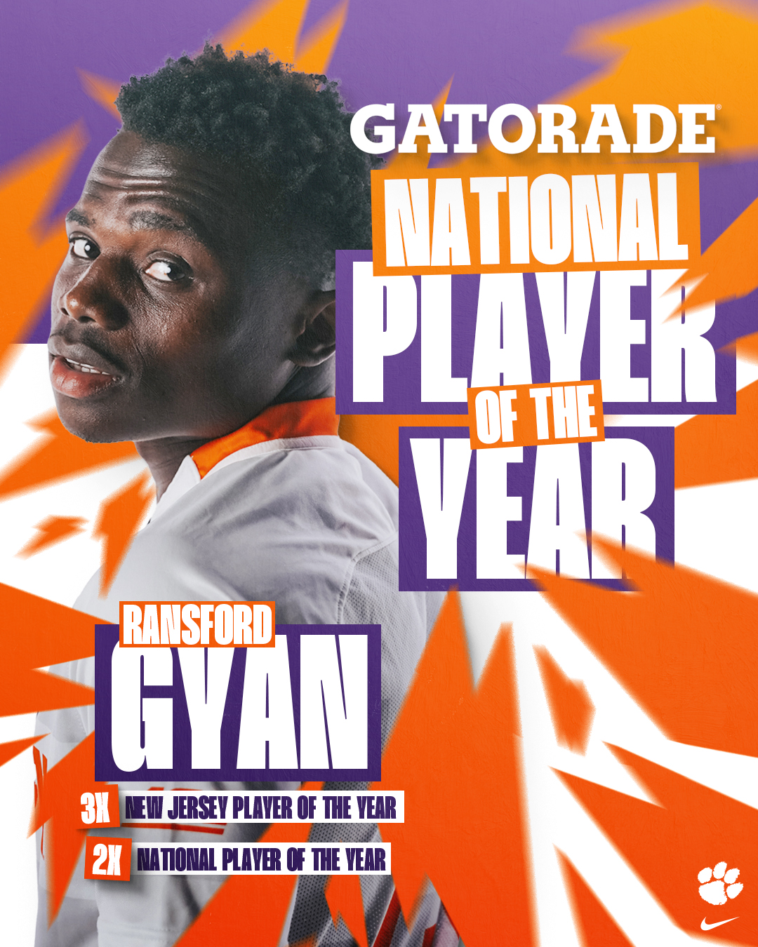 Ransford Gyan Named Gatorade National Player of the Year – Clemson ...