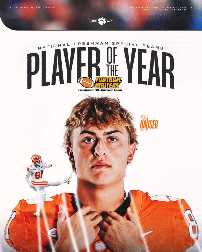 Hauser Collects FWAA Freshman Special Teams Player of the Year